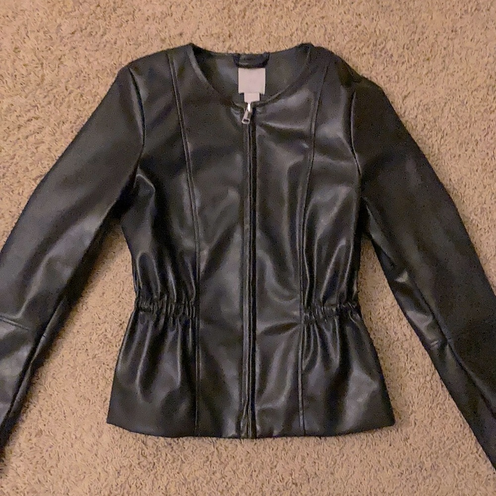 Faux leather peplum jacket